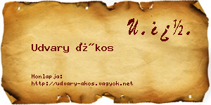Udvary Ákos névjegykártya